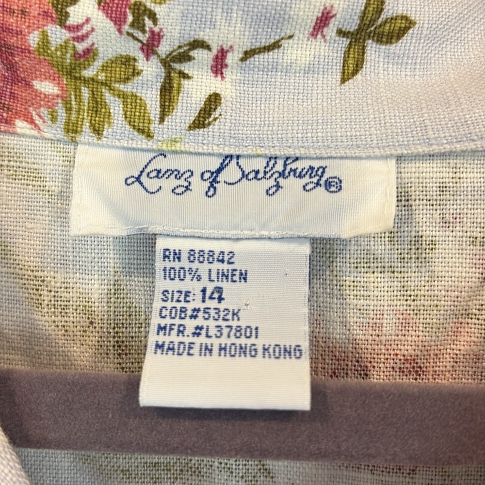 Vintage Lanz of Salzburg Linen Floral Button Down Maxi Dress Size 14 - Picture 6 of 13